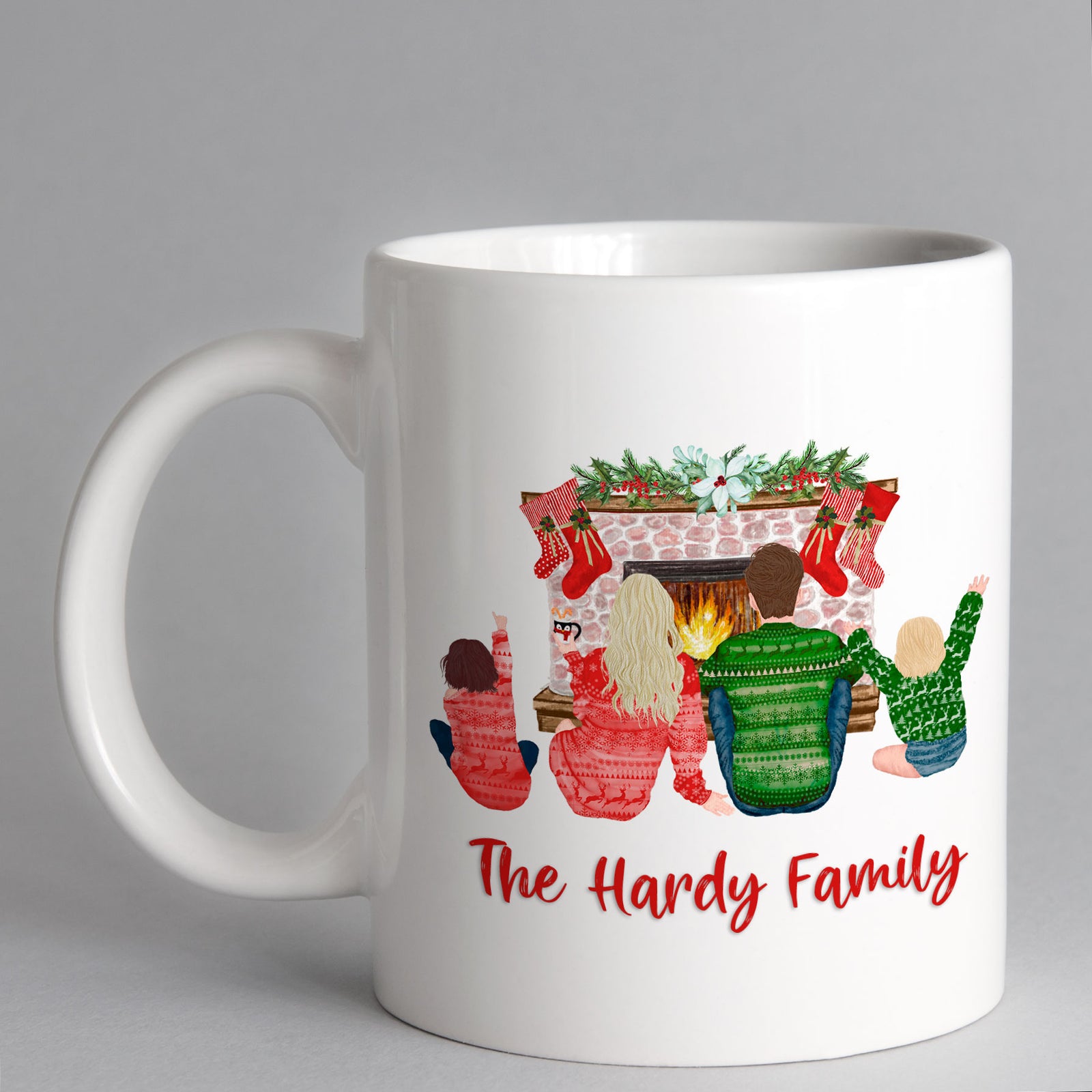 Personalised Fireside Christmas Family Mug