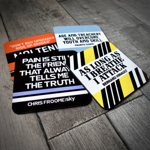 Classic Race Edition Rider Quote Cycling Coaster Set