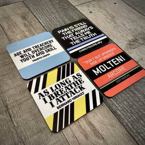 Classic Race Edition Rider Quote Cycling Coaster Set