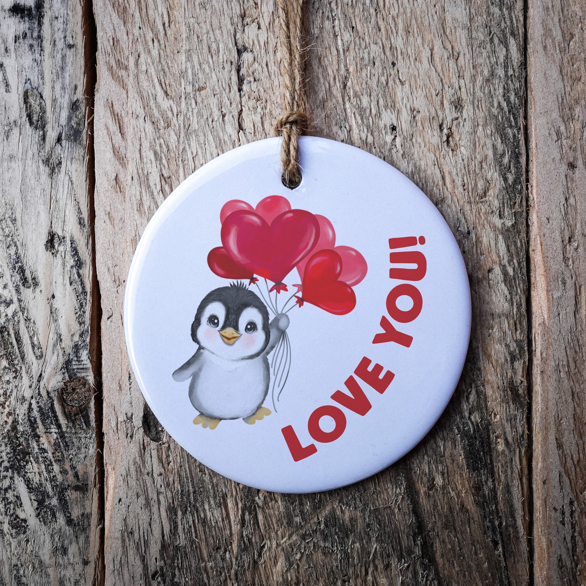 Cute Love You Penguin Hanging Ornament