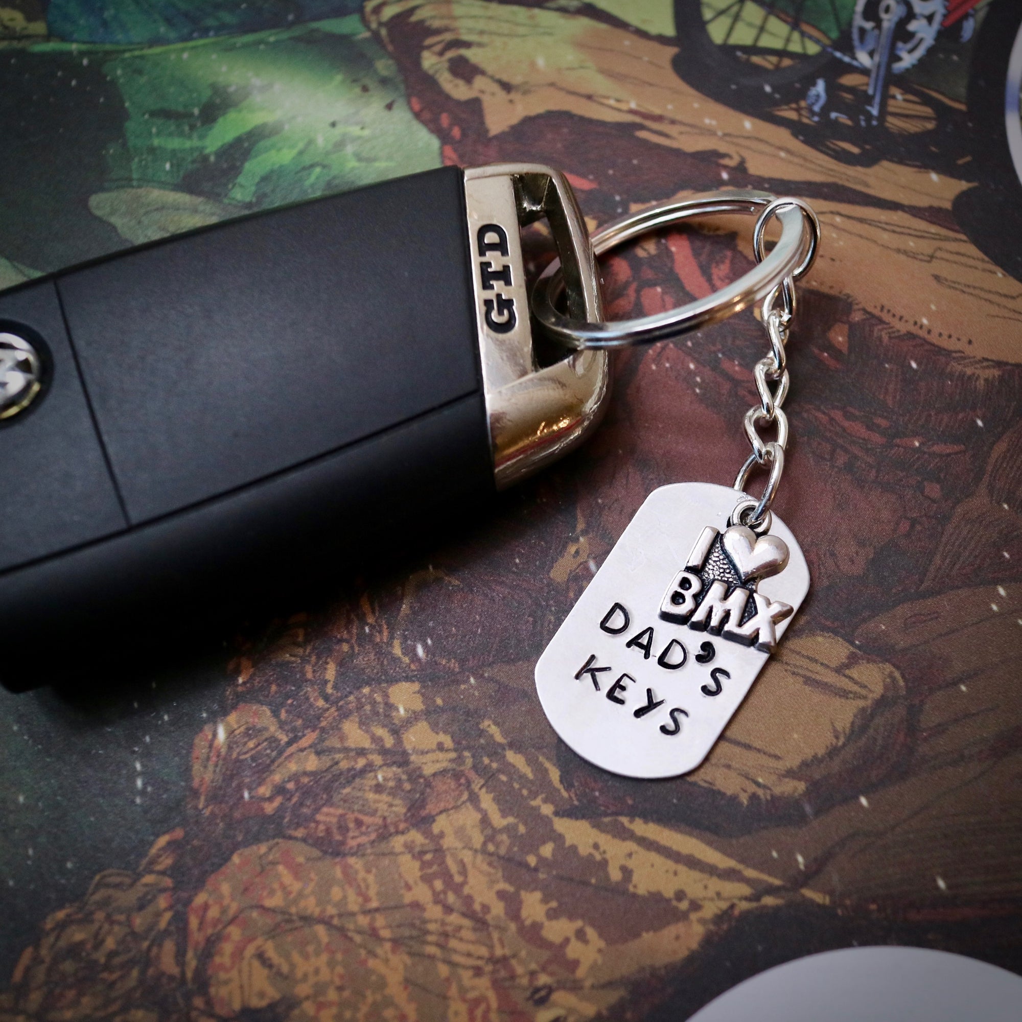 Dad's Keys (I Love BMX) Bike Keyring