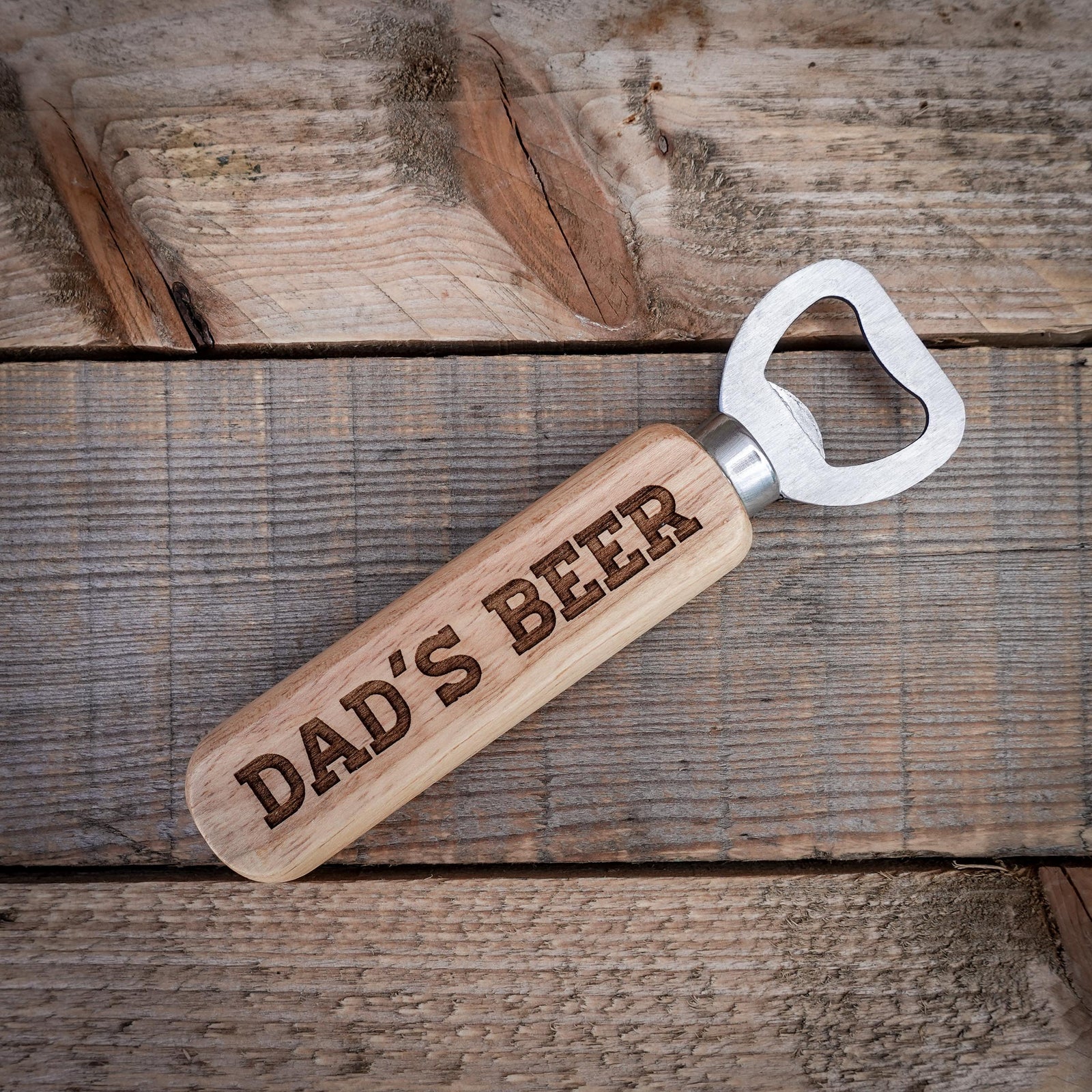 Dad's Beer Wooden Bottle Opener