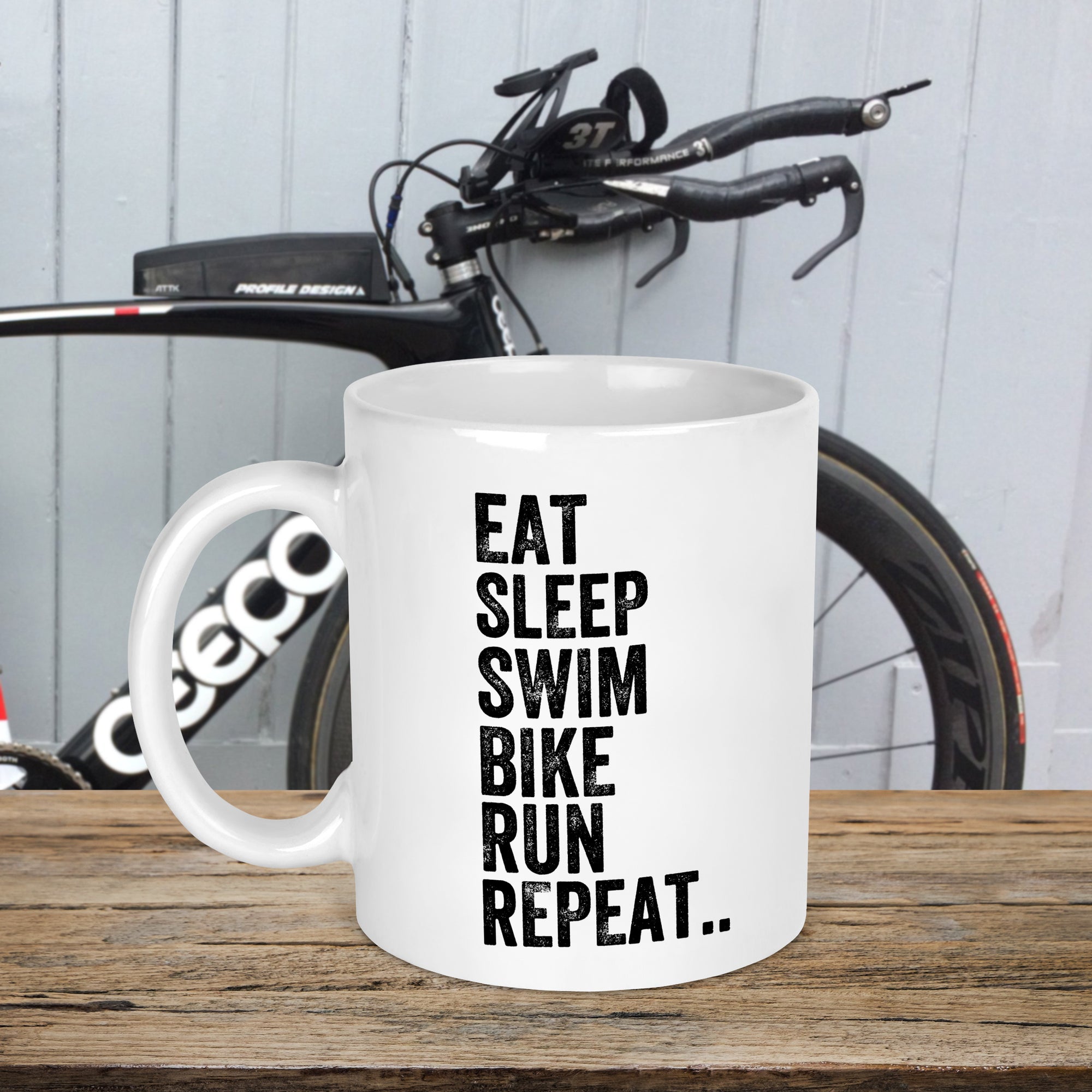 Eat Sleep Swim Bike Run Repeat Triathlon Mug
