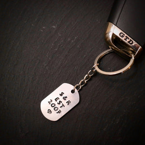 "Est. Year & Initials" Custom Hand-Stamped Keyring – Ideal Personalised Gift for Celebrating Life's Milestones
