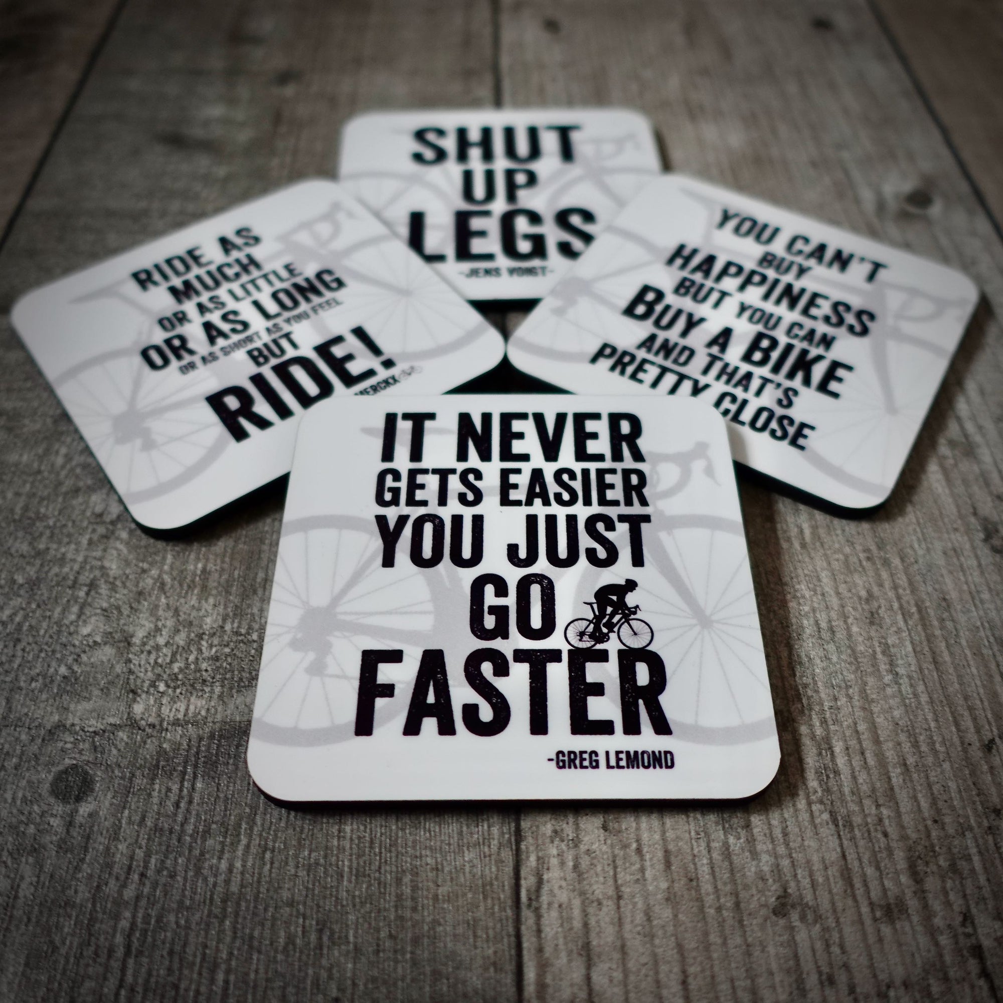 Letterpress Style Cycling Coaster Set