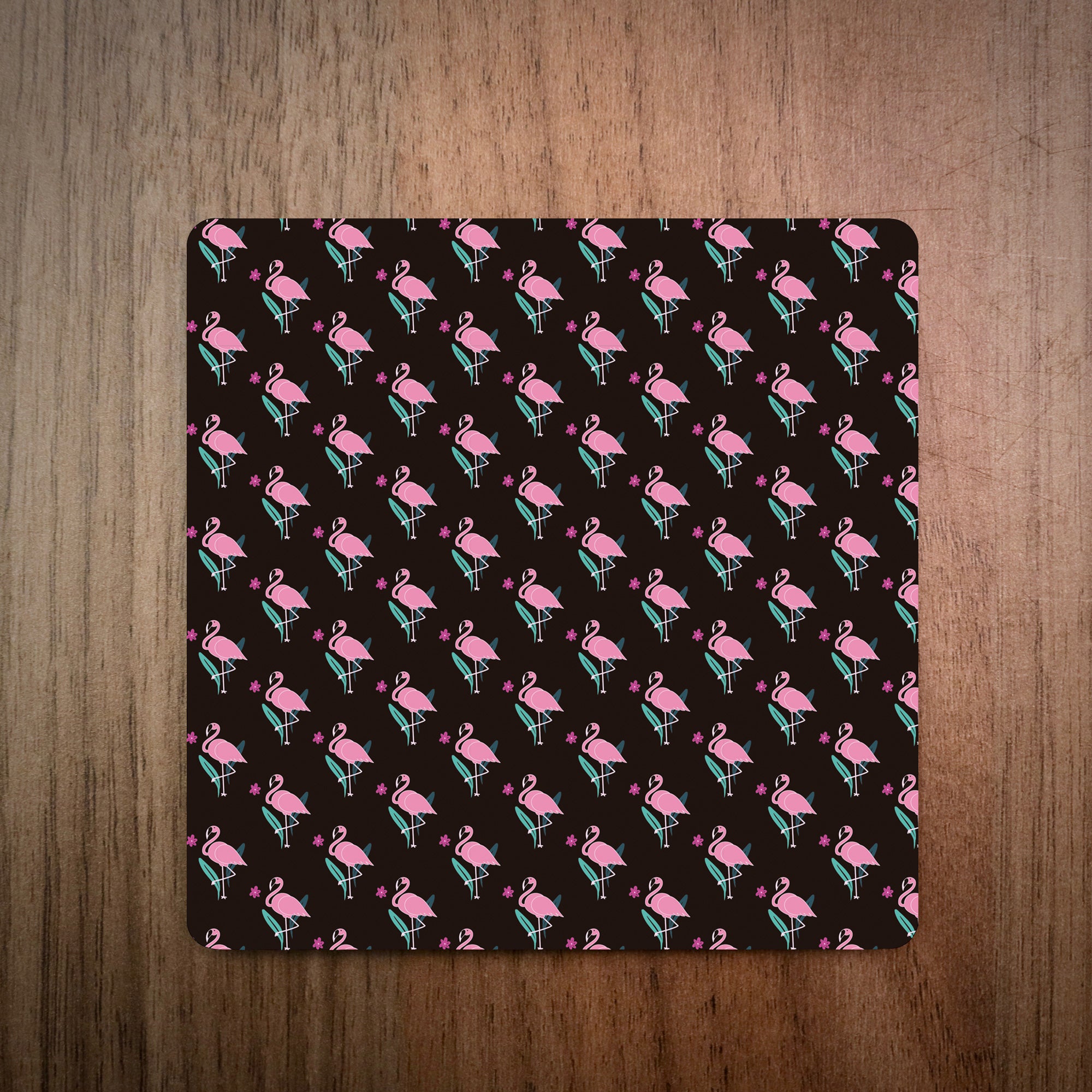 Flamingo Squiggles Coaster - Black