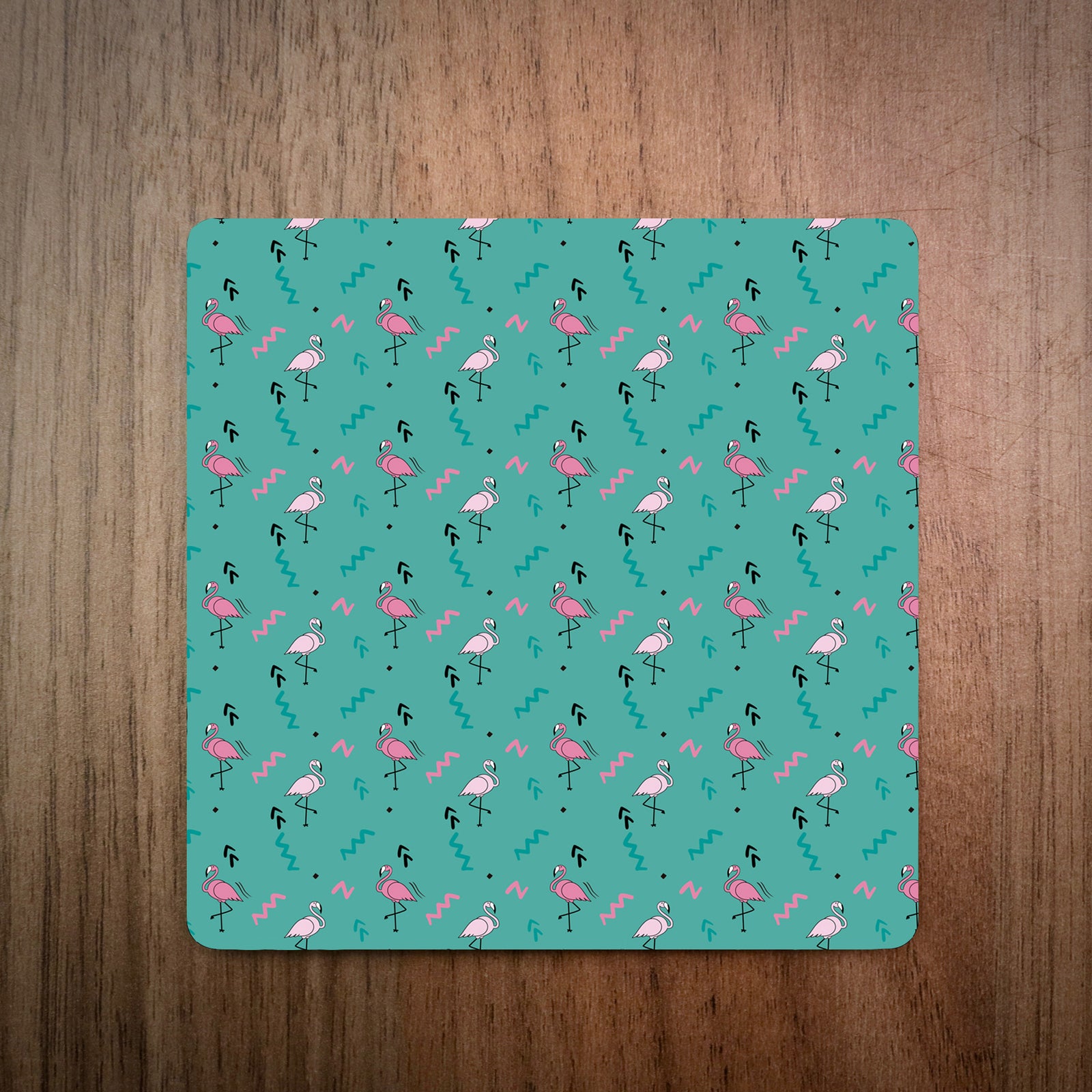 Flamingo Squiggles Coaster - Green