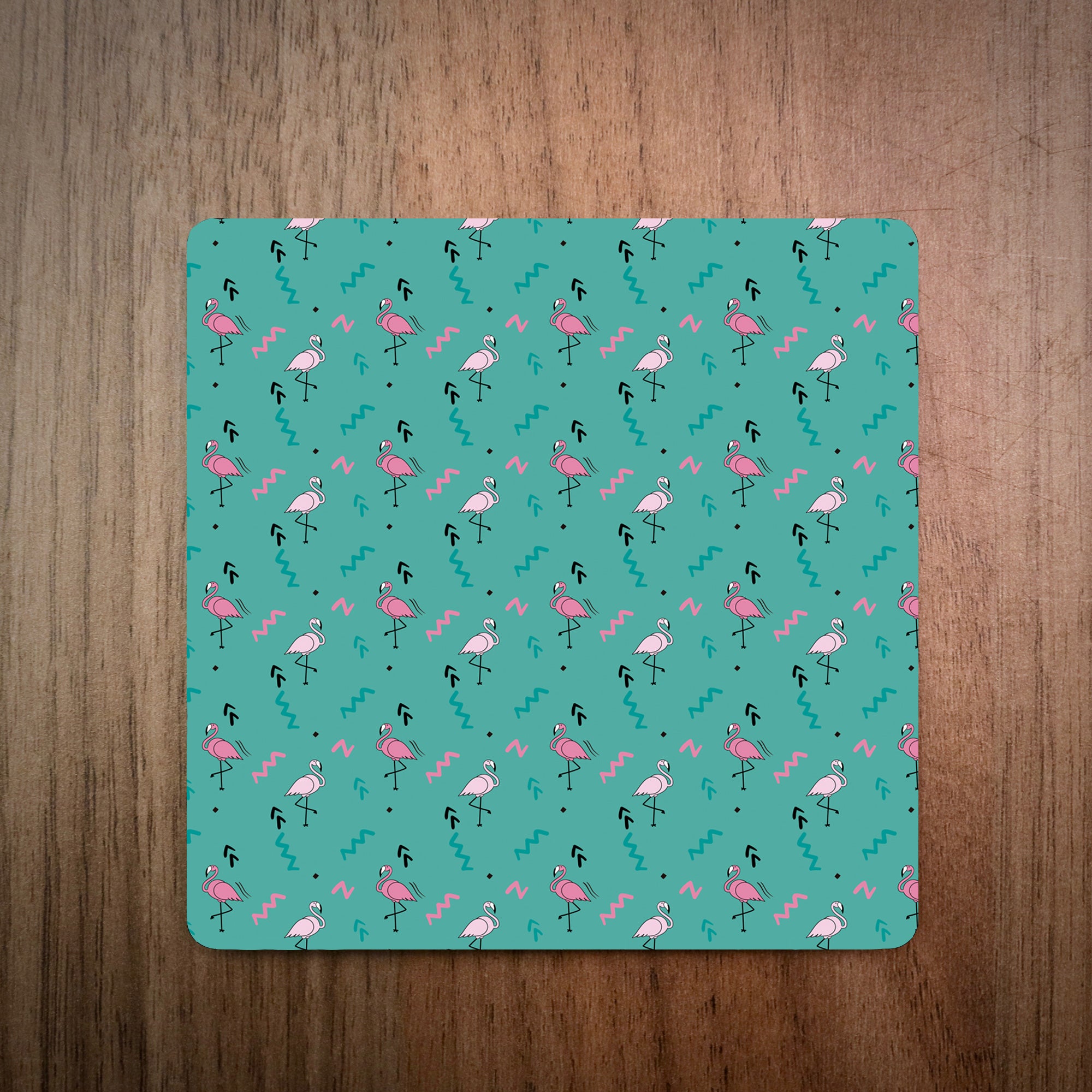 Flamingo Squiggles Coaster - Green