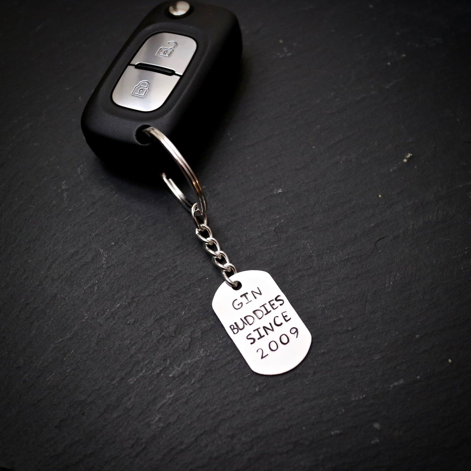 Hand Stamped Gin Buddies Keyring