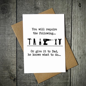 Give It To Dad Tool Symbols Father's Day Card