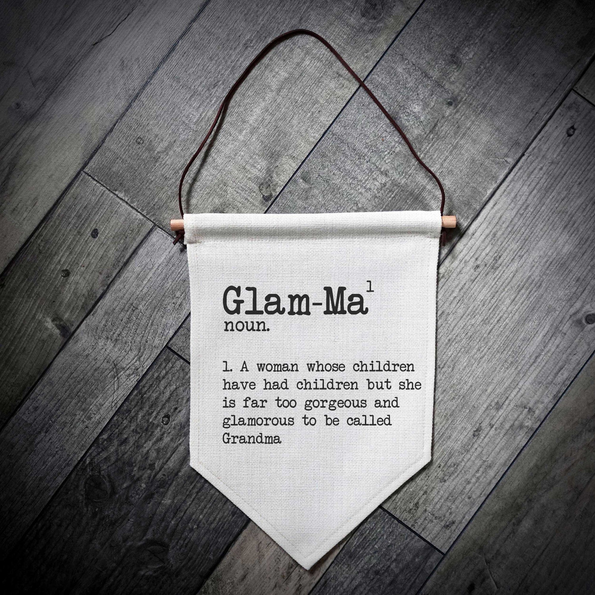 Glam-ma Dictionary Linen Pennant Flag