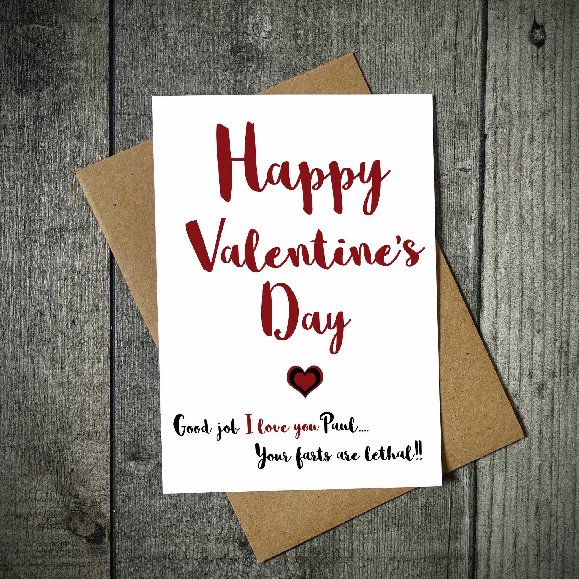 Good Job I Love You Your Farts Are Lethal Personalised Funny Valentine's Card