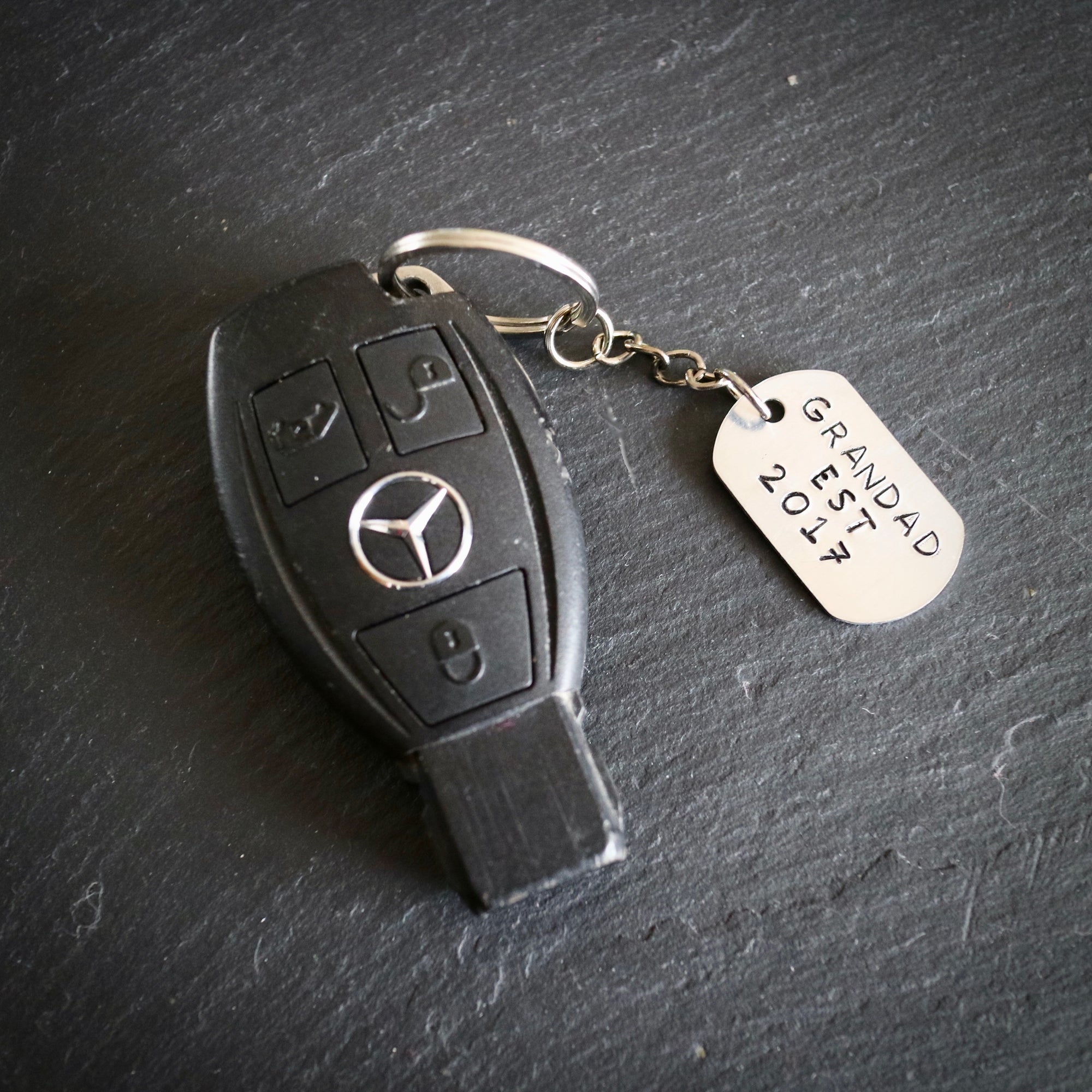 Hand Stamped Grandad Est. Year Personalised Keyring