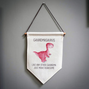 Grandmasaurus Dinosaur Linen Pennant Flag