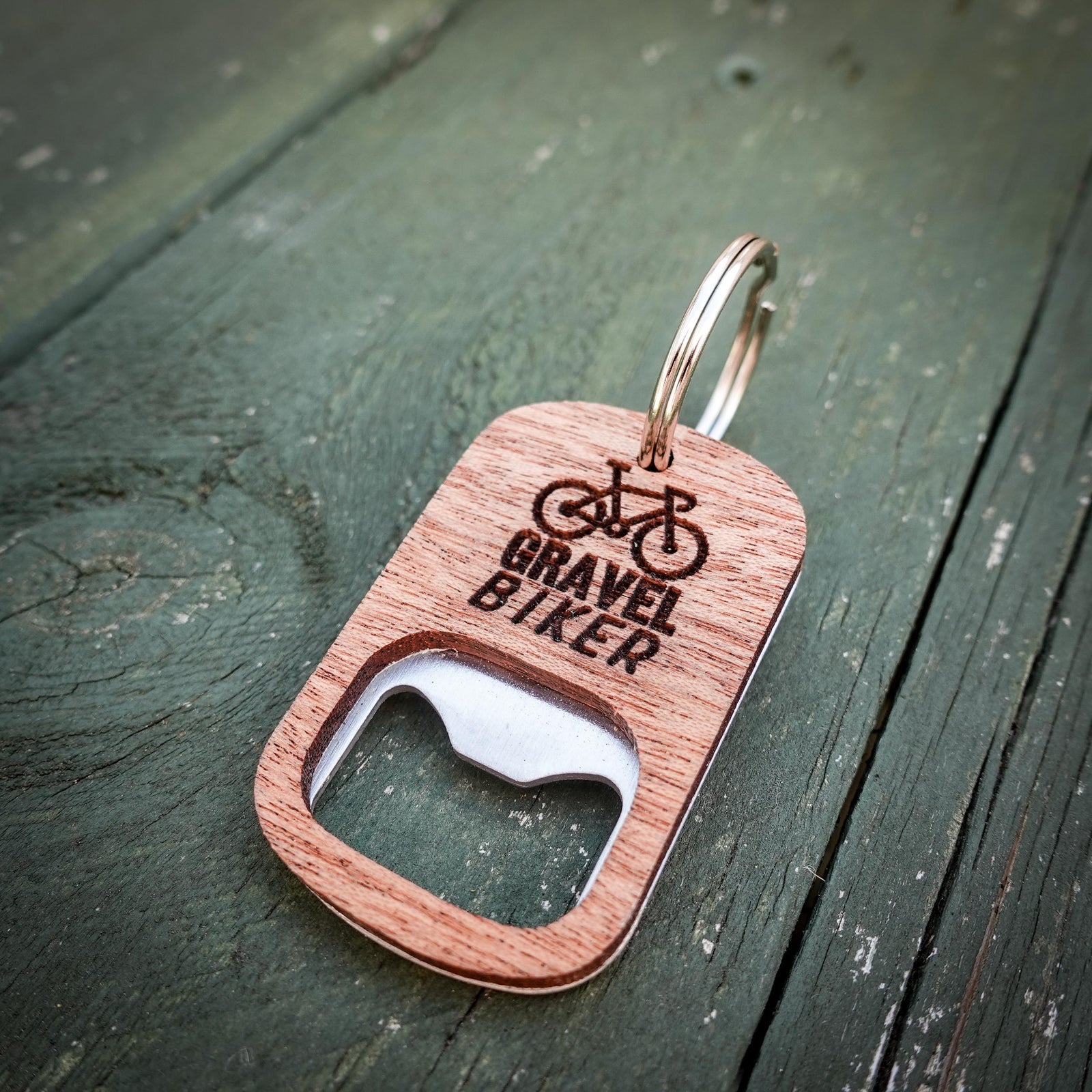 Gravel Biker Bottle Opener Key Ring