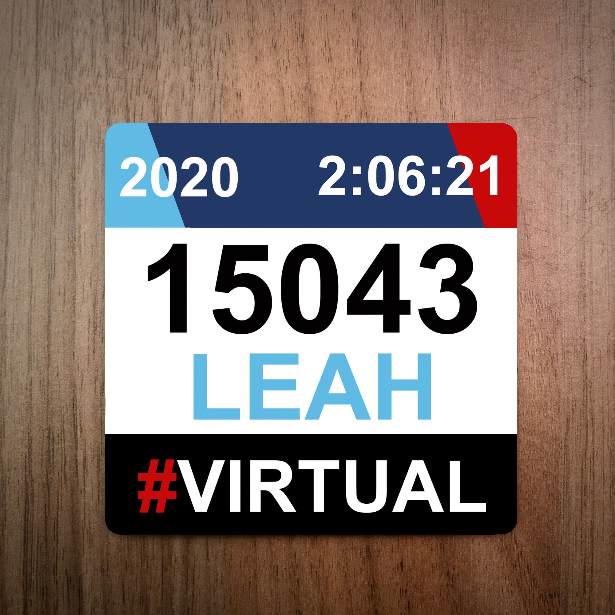 Personalised Virtual Run Race Bib Coaster