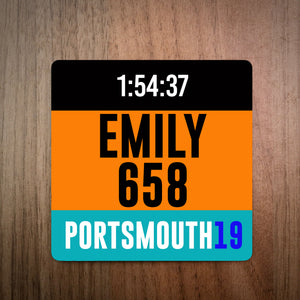 Personalised Portsmouth Half Marathon Race Bib Coaster