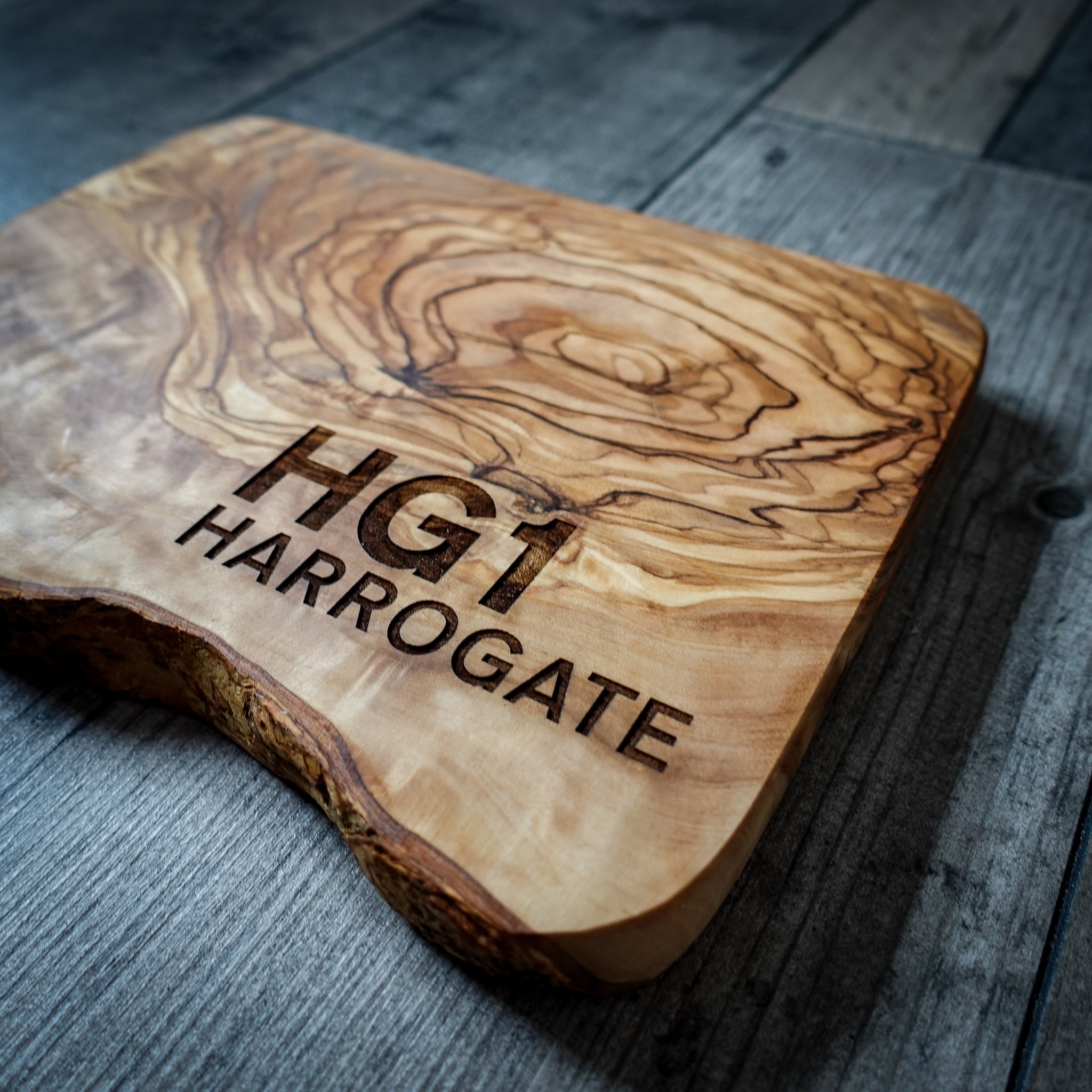 Postcode Board Personalised Postcode Chopping Board - Olive Wood - EllieBeanPrints