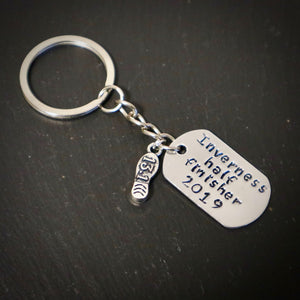 Hand Stamped Personalised Running Finishers Keyring