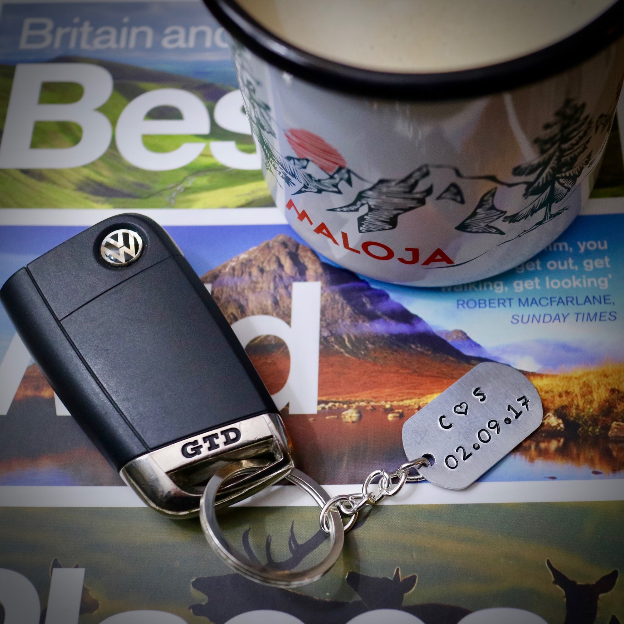 Hand Stamped Key Dates Personalised Keyring