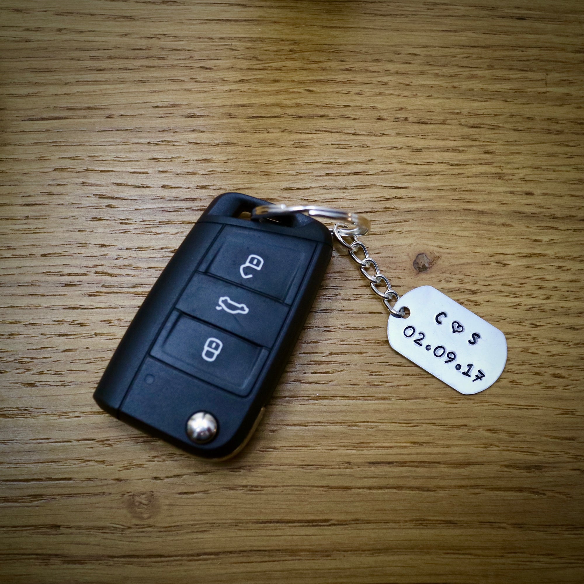 Hand Stamped Key Dates Personalised Keyring