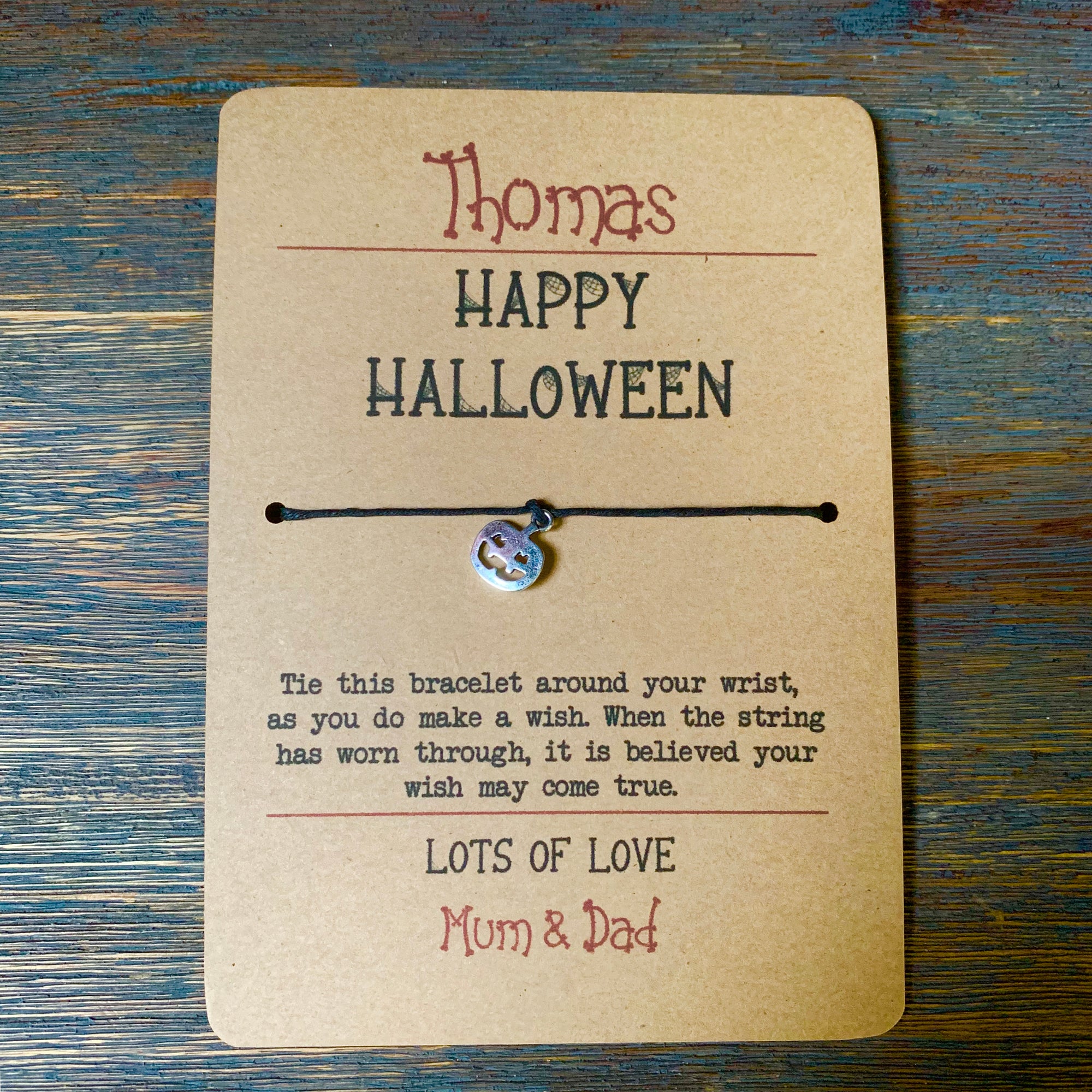 Happy Halloween Wish Bracelet & Personalised Postcard