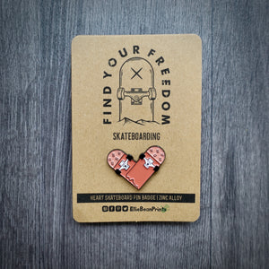 Love Heart Skateboard Enamel Pin Badge