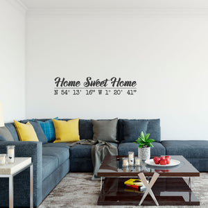Home Sweet Home Personalised Coordinates Vinyl Wall Art
