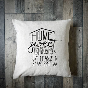 Home Sweet Home Personalised Coordinates Cushion Cover