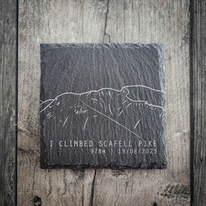 Personalised I Climbed Scafell Pike Slate Summit Coaster