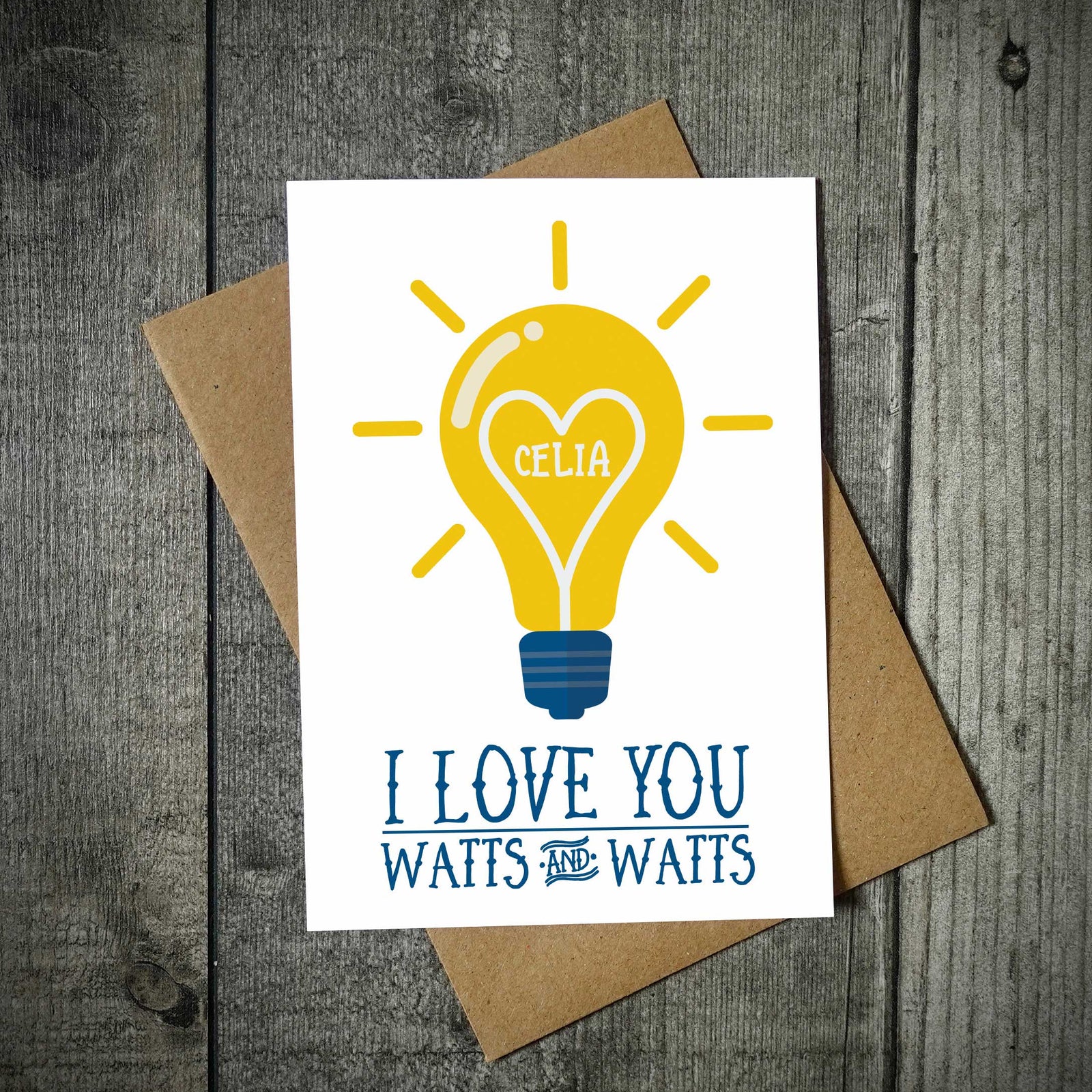 I Love You Watts & Watts Personalised Valentine's Card