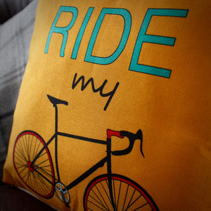 I Want To Ride My Bike Cushion Cover - Mustard