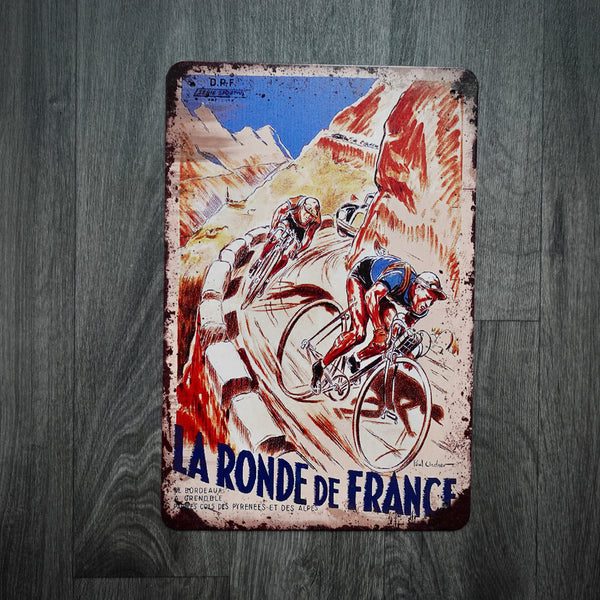 La Ronde De France Tin Retro Cycling Sign - EllieBeanPrints
