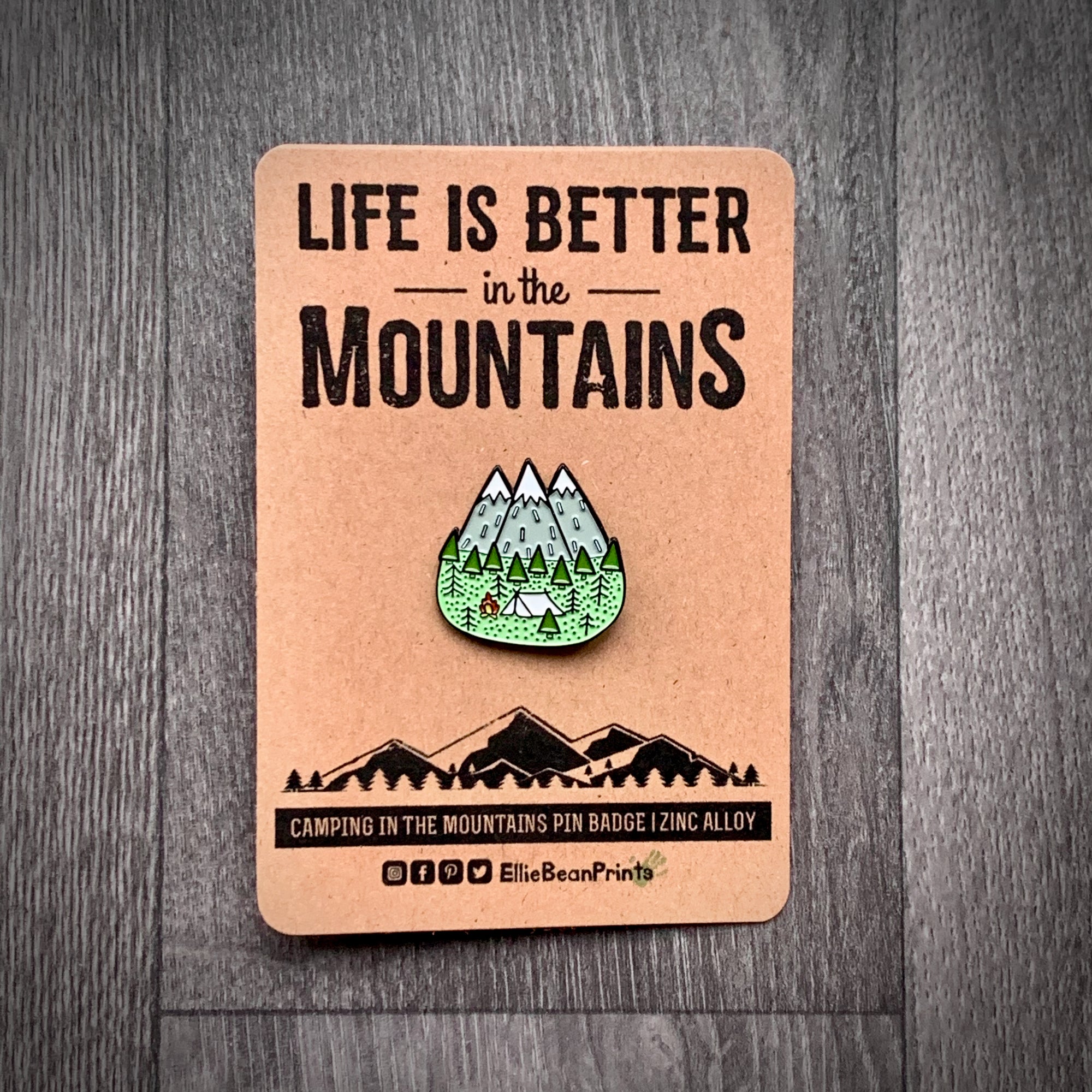 Camping In The Mountains Enamel Pin Badge