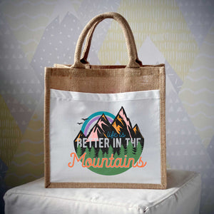 Life Is Better In The Mountains Retro Jute Bag