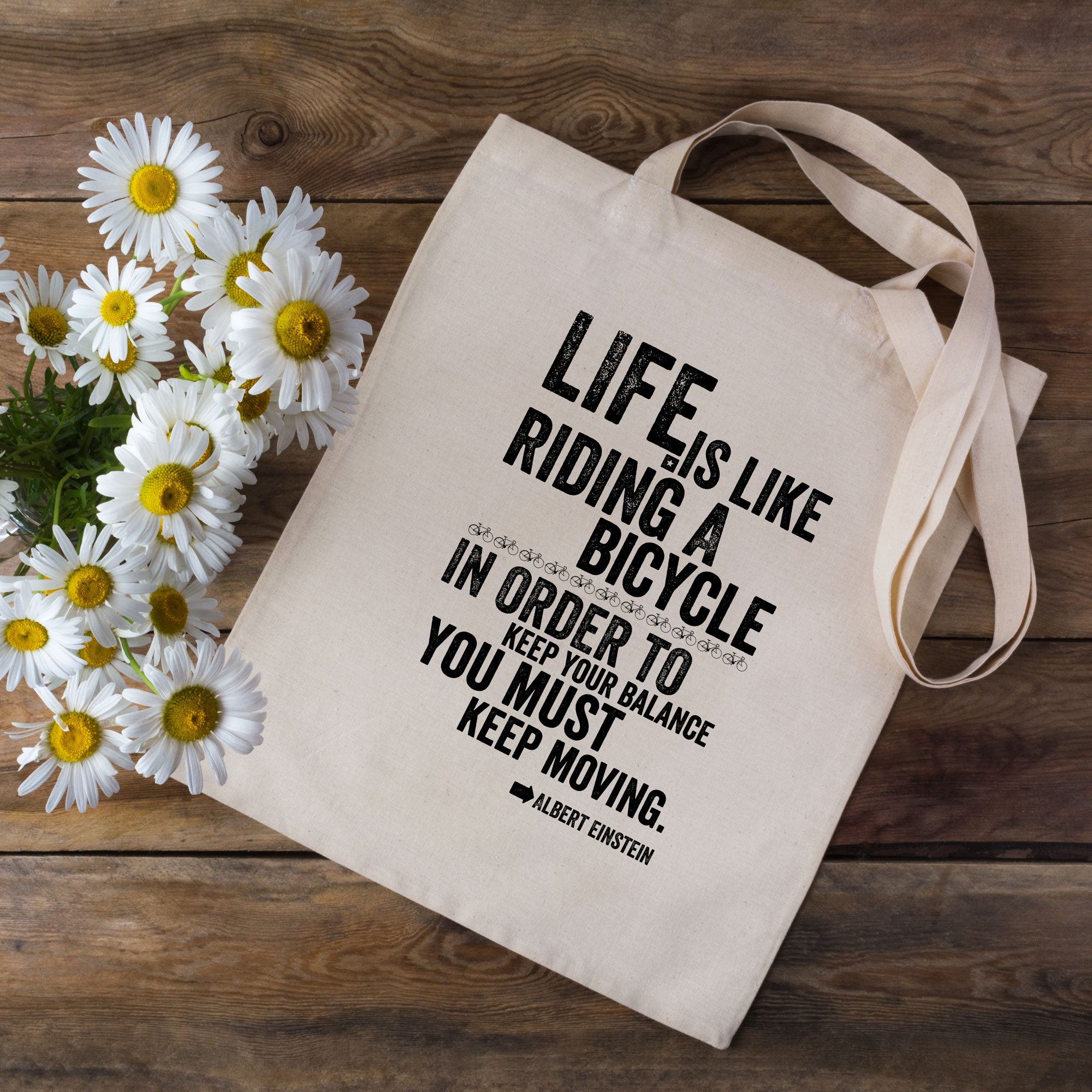 Life Is Like Riding A Bike Einstein Cycling Tote Bag