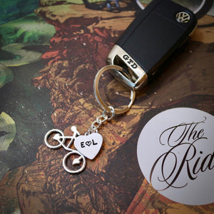 "Love Bike" Personalised Hand-Stamped Keyring – Unique Romantic Gift for Cyclists