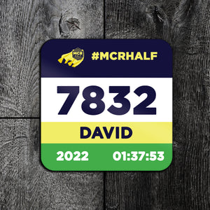 Personalised Manchester Half Marathon Race Bib Coaster 2022