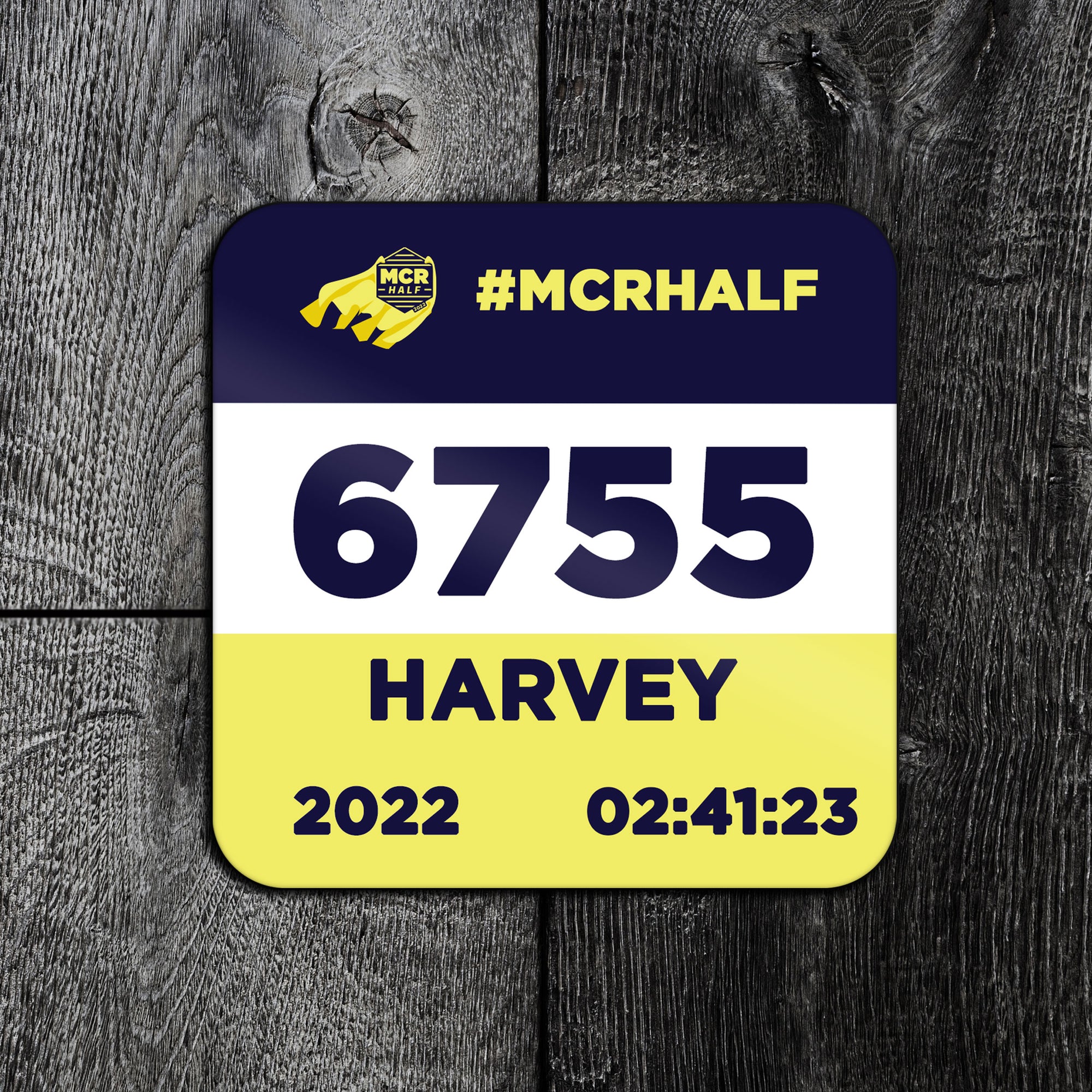 Personalised Manchester Half Marathon Race Bib Coaster 2022