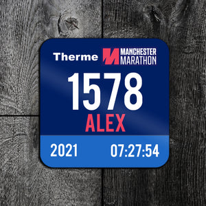 Personalised Manchester Marathon Race Bib Coaster 2021