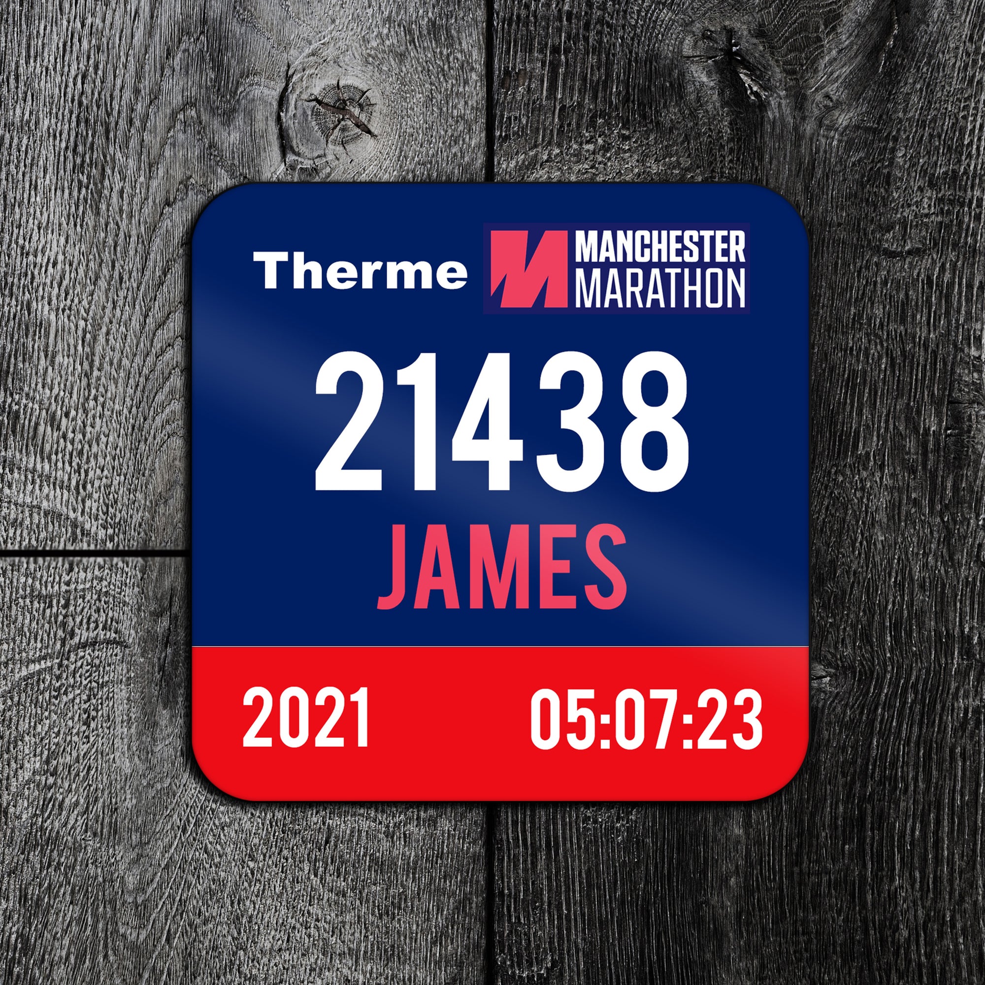 Personalised Manchester Marathon Race Bib Coaster 2021