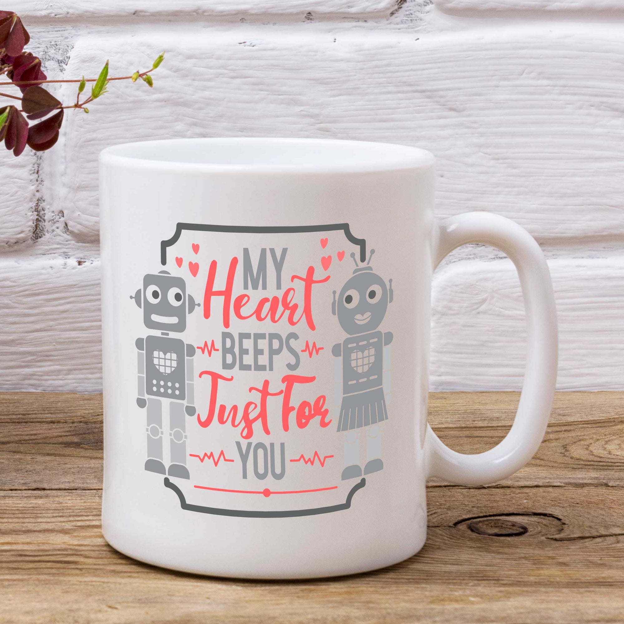 My Heart Beeps Just For You Robot Valentine's Mug