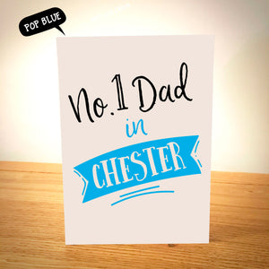 No.1 Dad in.....  Personalised Father's Day Card