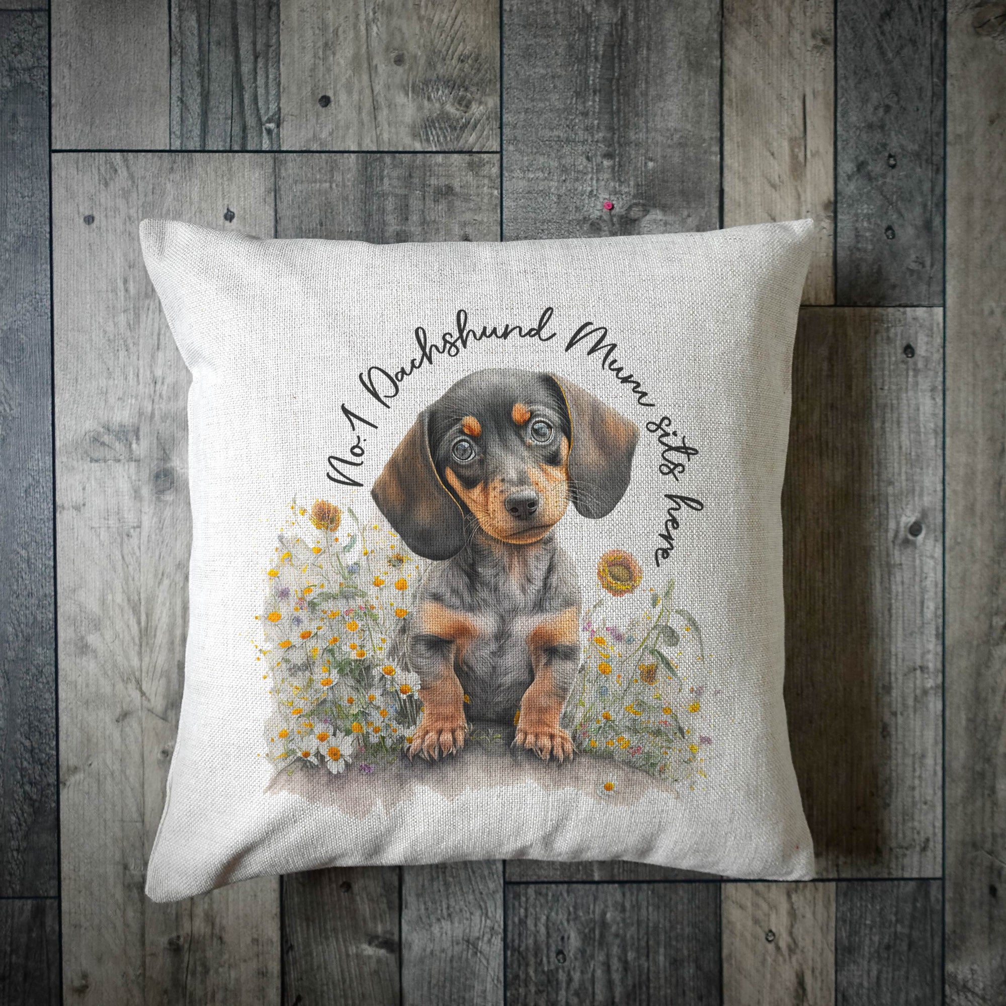 Personalised Dachshund Mum Sits Here Cushion Cover