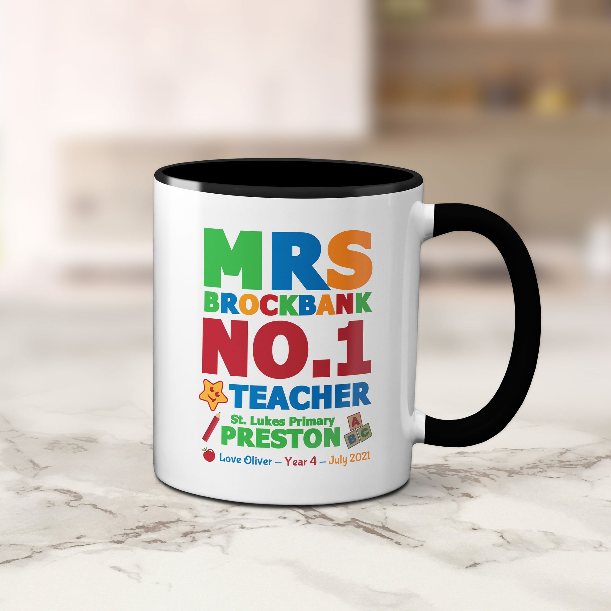 Personalised No.1 Teacher 11oz Ceramic Mug – Ideal End of Year Gift