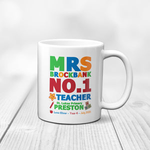Personalised No.1 Teacher 11oz Ceramic Mug – Ideal End of Year Gift
