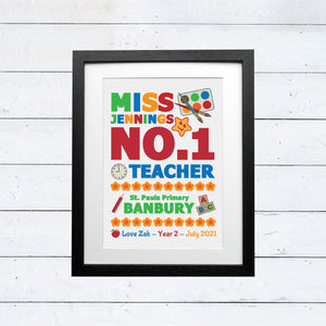 No.1 Teacher Personalised Print | Personalised Teacher Gift