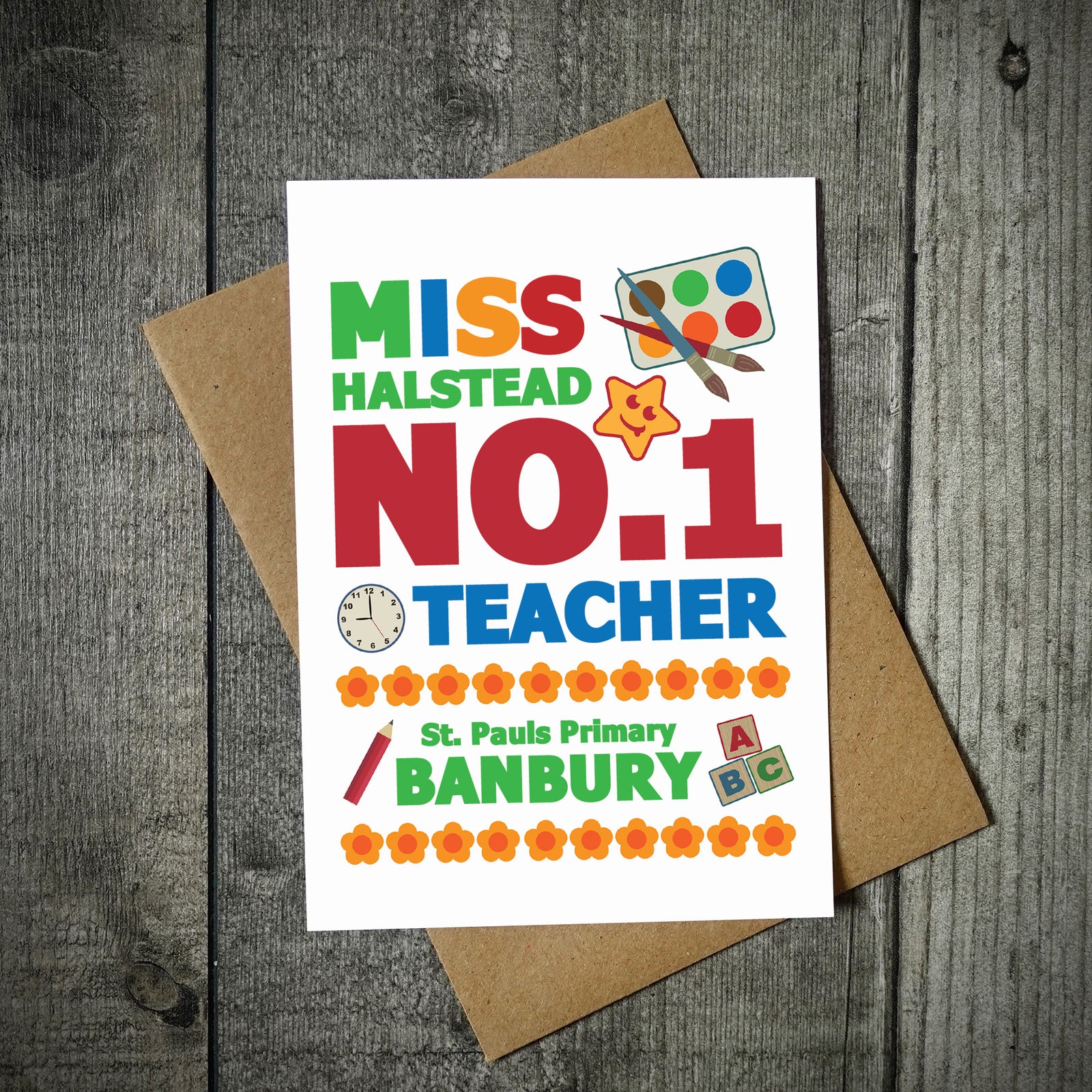 Number 1 Personalised Teacher Card