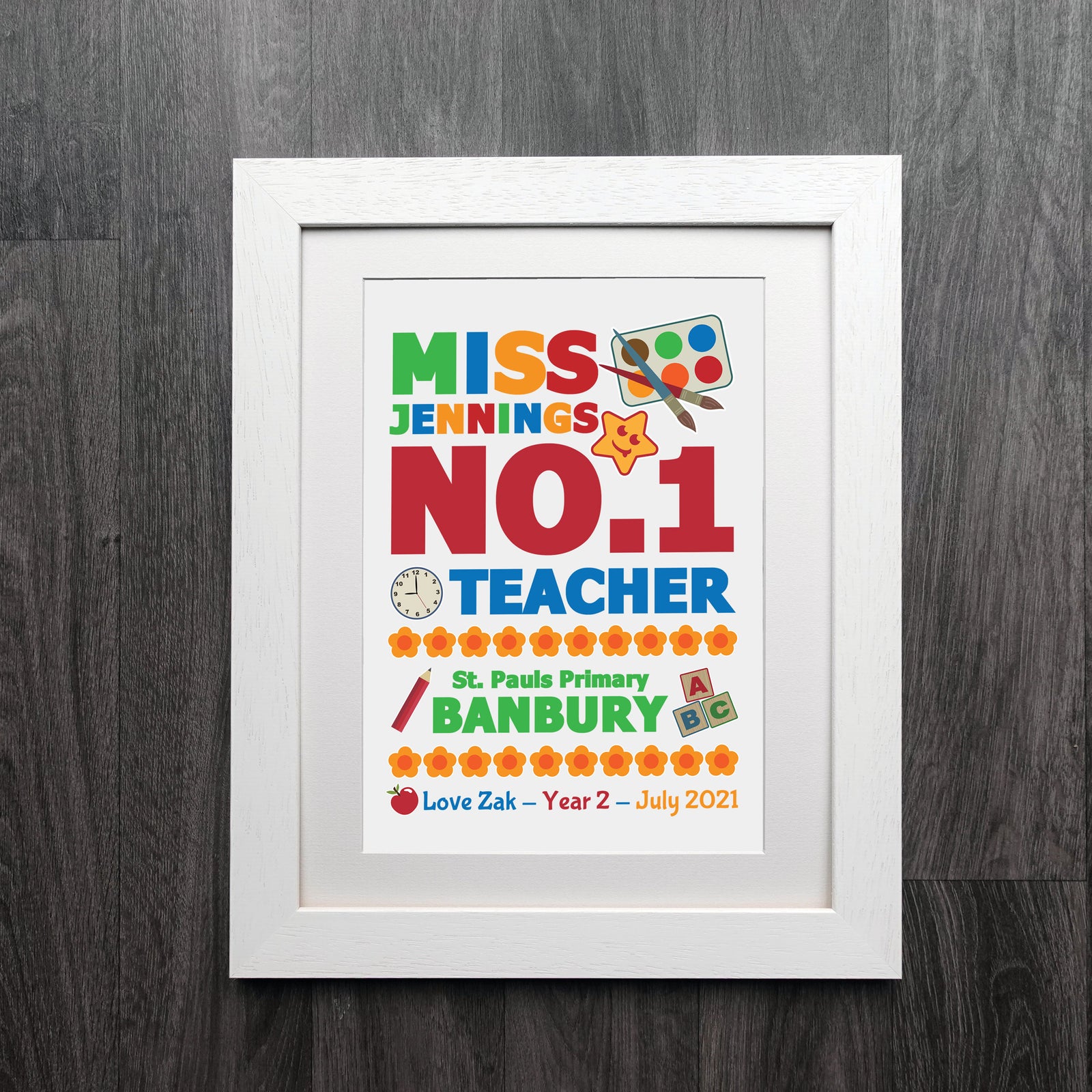 No.1 Teacher Personalised Print | Personalised Teacher Gift