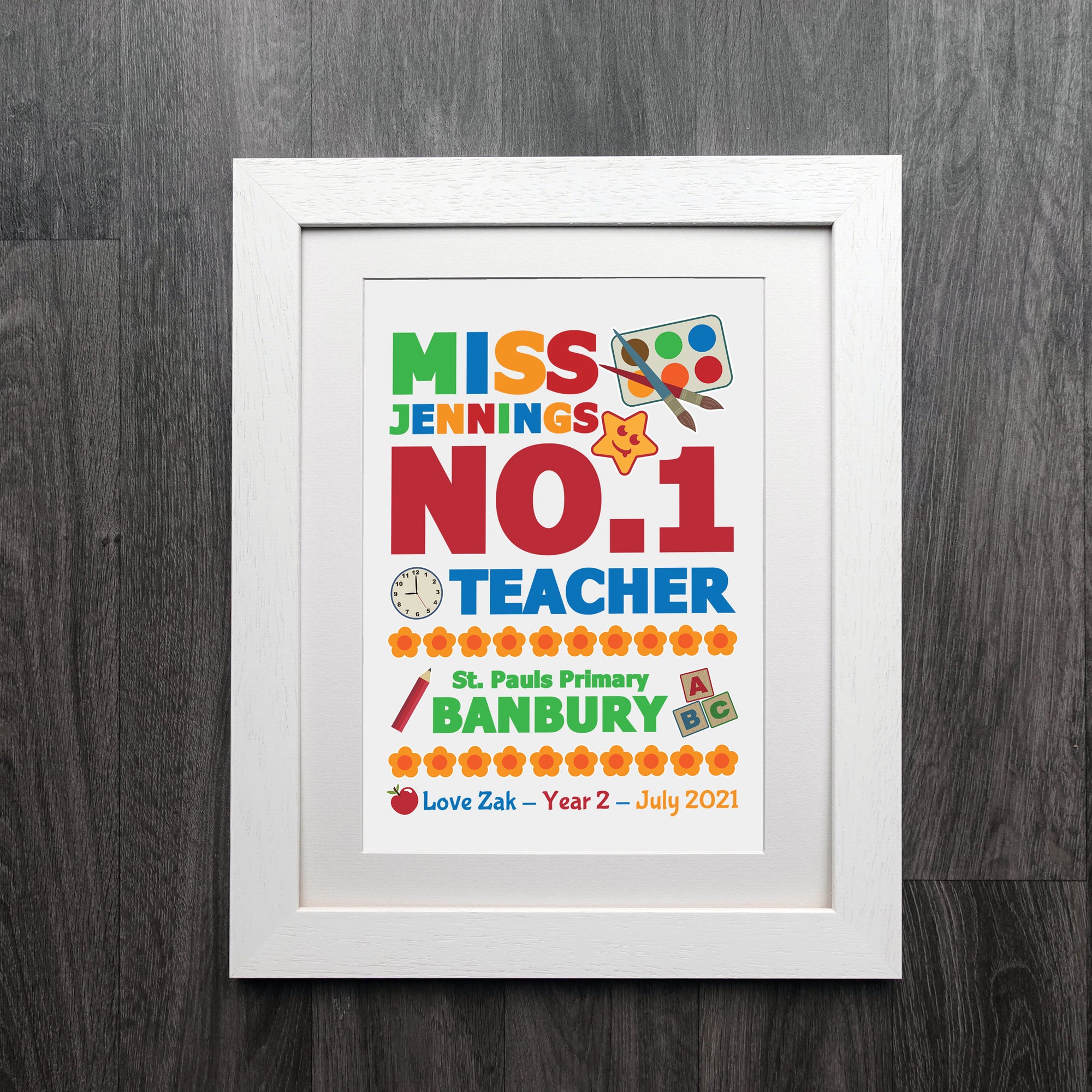 No.1 Teacher Personalised Print | Personalised Teacher Gift